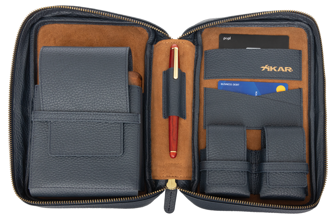 Xikar Sentinel Leather Case -Blue Leather & Tan Suede - view 7