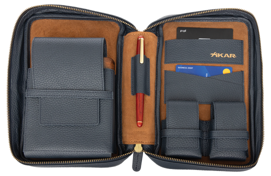 Xikar Sentinel Leather Case -Blue Leather & Tan Suede - view 7