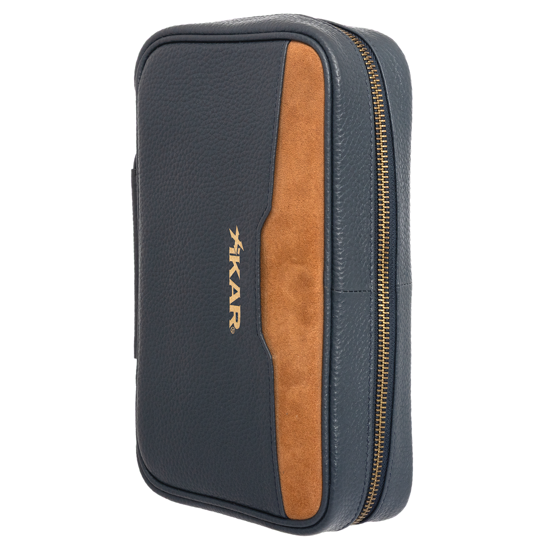 Xikar Sentinel Leather Case -Blue Leather & Tan Suede - view 8