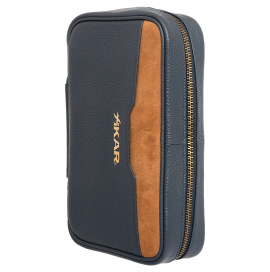 Xikar Sentinel Leather Case -Blue Leather & Tan Suede - view 8