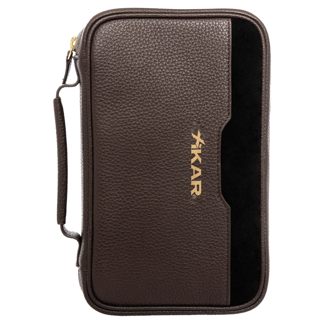 Xikar Sentinel Leather Case -Brown Leather & Tan Suede