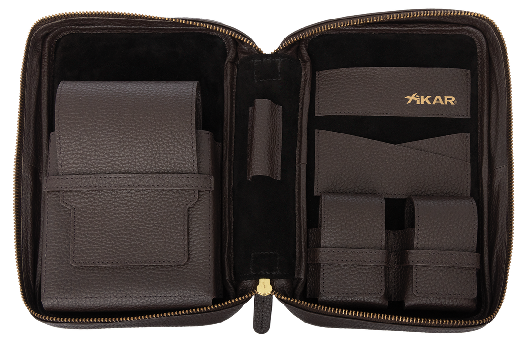 Xikar Sentinel Leather Case -Brown Leather & Tan Suede - view 2