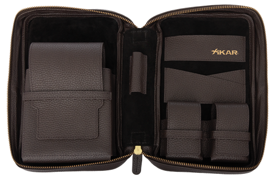 Xikar Sentinel Leather Case -Brown Leather & Tan Suede - view 2