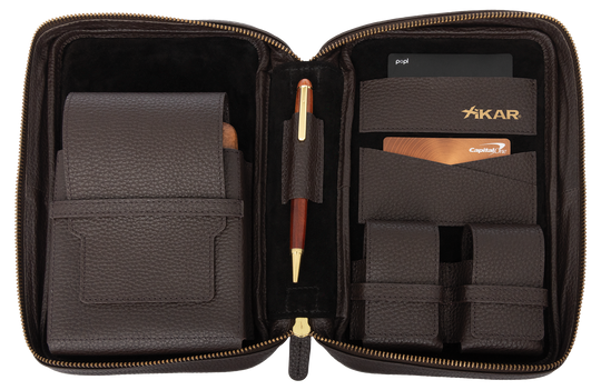 Xikar Sentinel Leather Case -Brown Leather & Tan Suede - view 3