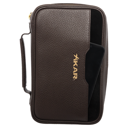 Xikar Sentinel Leather Case -Brown Leather & Tan Suede - view 5