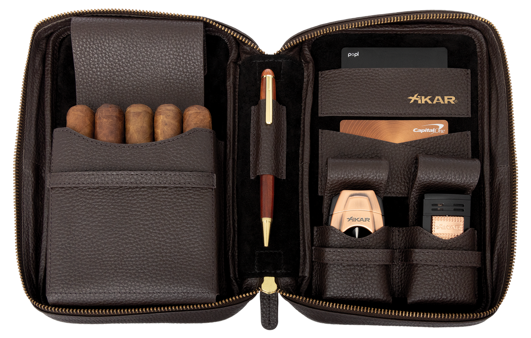 Xikar Sentinel Leather Case -Brown Leather & Tan Suede - view 8