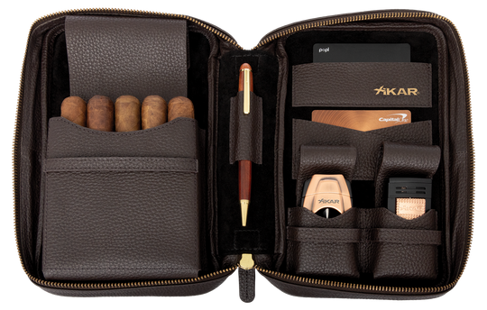 Xikar Sentinel Leather Case -Brown Leather & Tan Suede - view 8