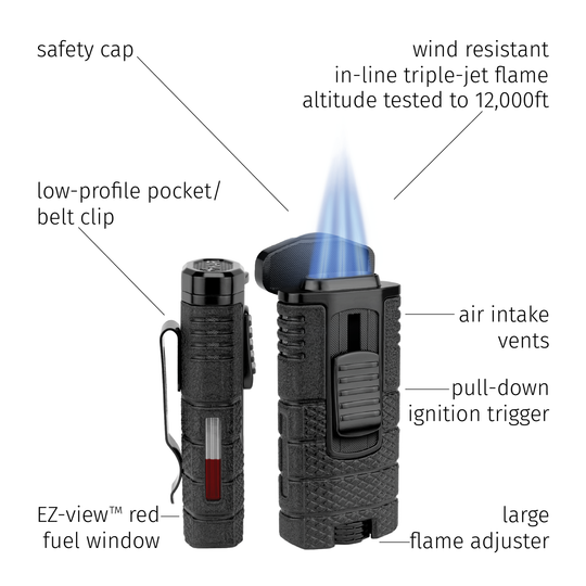 Xikar Tactical Triple in Black & Black Triple-Jet Lighter - view 6