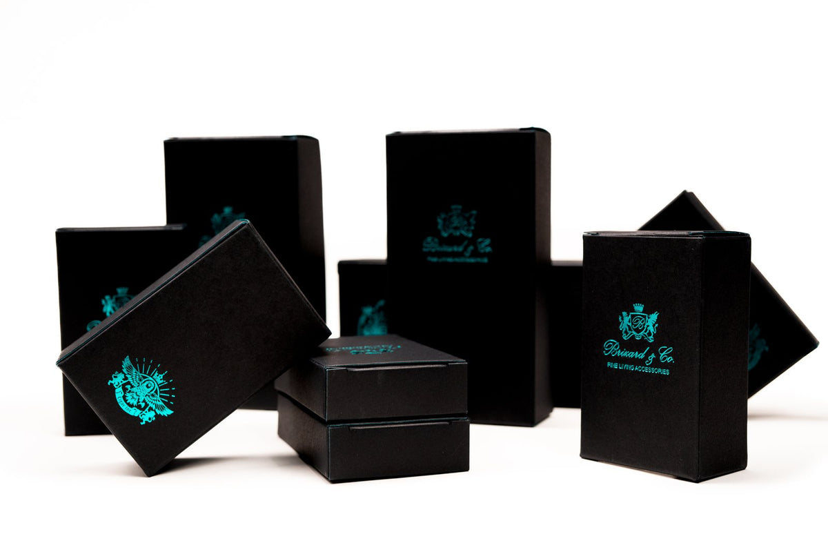 Brizard and Co black presentation and retail packaging boxes prepared for wholesale distribution by Cigar Inc