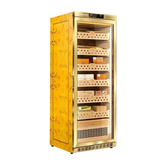 Raching MON2800 climate control humidor cabinet in gold, at Cigar Inc, Woodland Hills
