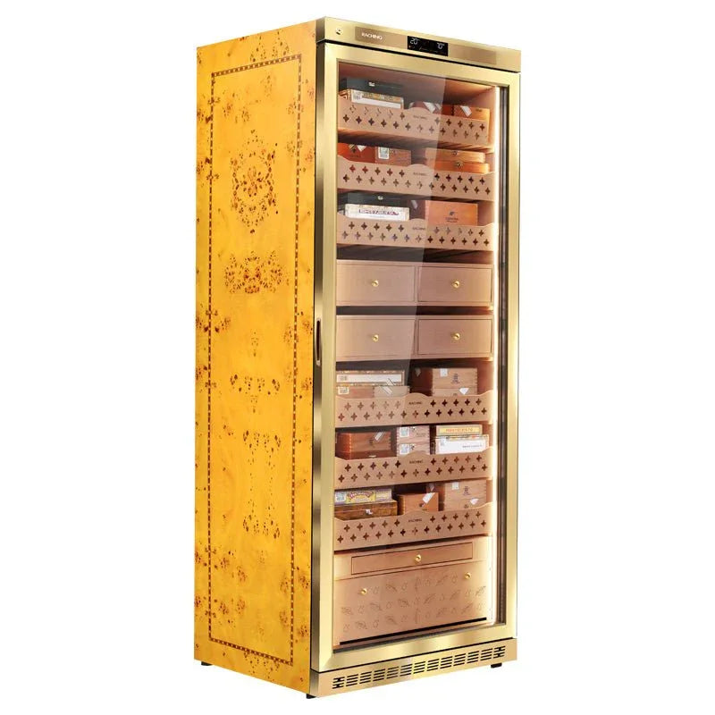 Raching MON5800A electronic cigar humidor in gold, at Cigar Inc, Woodland Hills