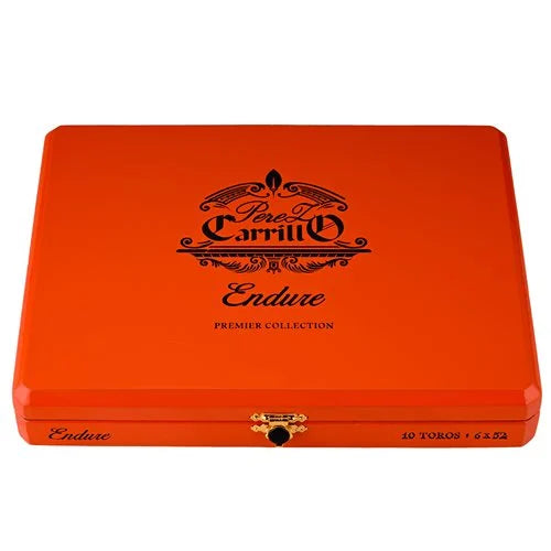 Box of E.P. Carrillo Endure cigars a red box with black letters