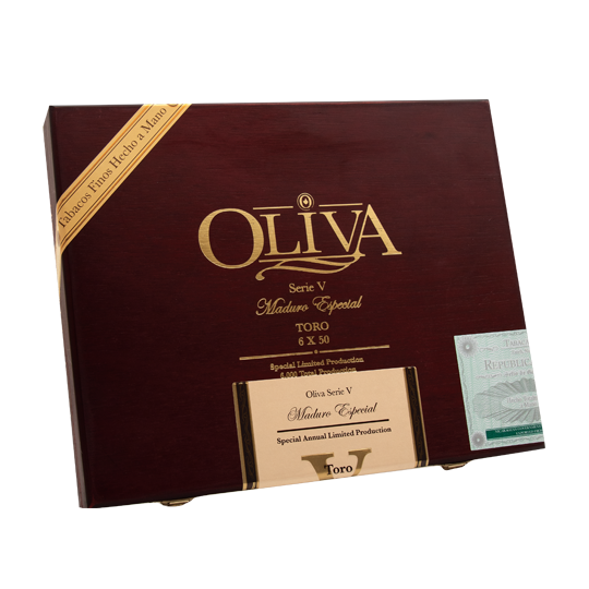Oliva Series V Maduro Especial Toro cigar box on a white background available at Cigar Inc in Woodland Hills, CA. 