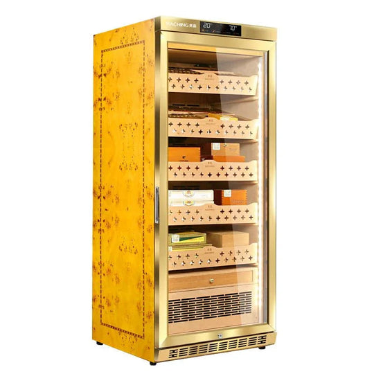 Raching MON1800 cigar humidor with ammonia removal in gold, at Cigar Inc, Woodland Hills